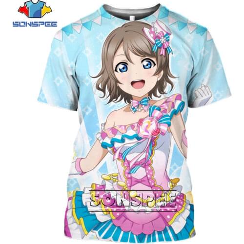 SONSPEE Hot Sales Love Live Shirt 3D Print Mens T-shirts Anime Idol Girl Tshirts 3D Cosplay Loli T-shirt Harajuku Women Shirt