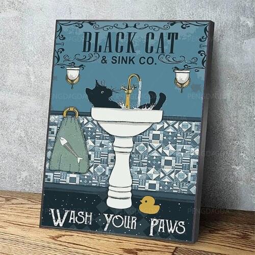 Wall Art Poster Vlack Cat Your Paws Modular Pictures Cartoon Blue Printed Canvas Painting Home Decoration Living Room No Frame