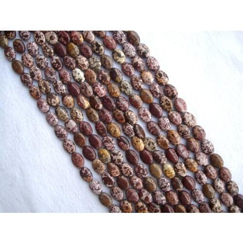 Natural Tiger Jasper Flat Oval Shape Loose Beads For Jewelry Making DIY Bracelet Necklace Earrings