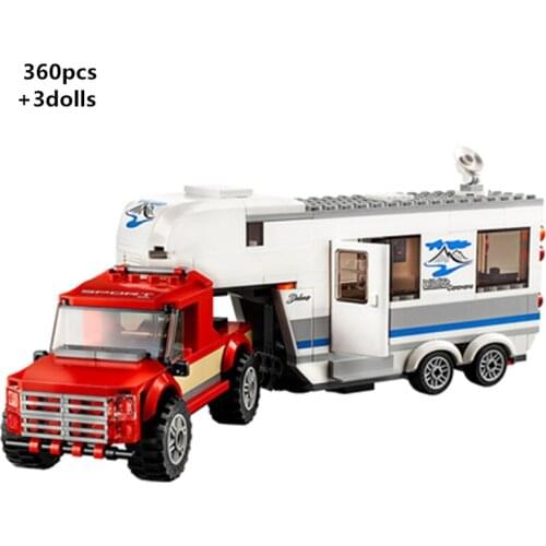 NEW City Series Pickup Trailer Truck Caravan Camping Car Building Blocks Sets Bricks Classic Model Vehicle Toys For Kids Gifts
