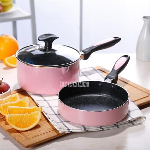 New Arrival ZH-18 Portable 18cm Frying Pan Milk Pot Combination Set Nonstick Pan Fried Eggs Mini Baby Food Supplement Pot Hot
