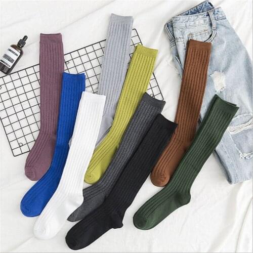 New Socks Womens Solid Color Spring and Summer Thin Stockings Japanese College Style Sports Trend Cotton Socks Jk Fashion Calf