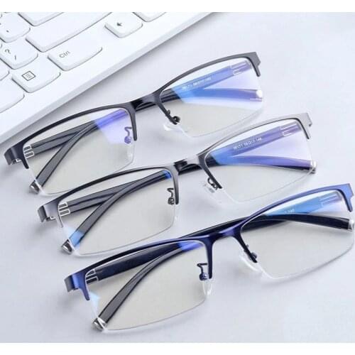 Men Women Half Frame Finished Myopia Glasses Square Myopia Glasses Anti Blue Light Eyewear Glasses Diopter 0 -1.0 To 6.0