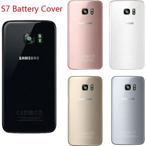 ORIGINAL 5.1'' for SAMSUNG Galaxy S7 Flat G930 G930F Battery Back Cover Glass Housing Replacement with Camera Glass Lens