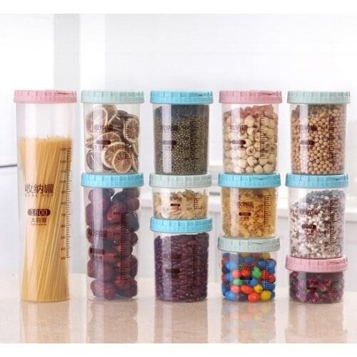 5pcs/lot 300ml 500ml 700ml 1100ml 1800ml Plastic sealed cans food storage box kitchen miscellaneous grains storage tank OK 0443