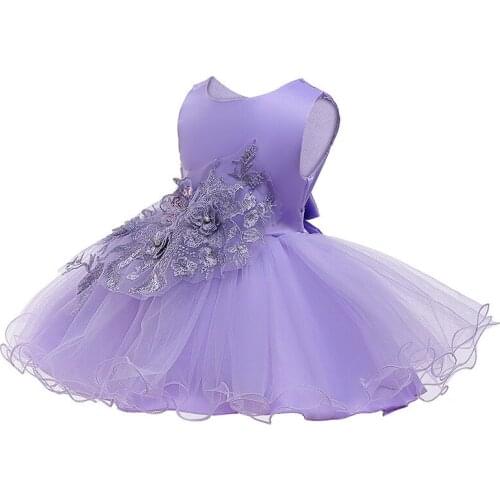 Baby Girls Formal Dress Flower Toddler Baptism Christening Tutu Dress for Party Wedding Birthday Prom Ball Gown 0-24 Months