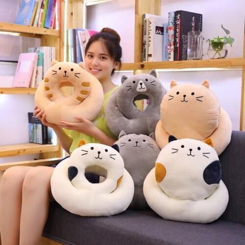 Nooer Washable Cute Cat Soft Nap Pillow Office Sleep Pillow Office Table School Desk Cushion Girlfriend Kids Bithday Gift