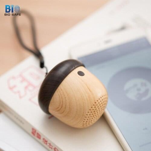 Portable Mini Cute Nut Speaker Wood Rechargeable Wireless With Bluetooth Speaker Function For Mobile Phone Android