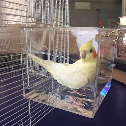 Transparent Birds Bath Bathtub Acrylic for Caged Birds Cockatiel Bath Clean Pet _WK