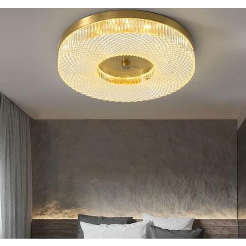 Luxury Copper LED Modern Ceiling Lamp Simple Circular Bedroom Study Living Room Creative Balcony Dining Room Ceiling Lighting
