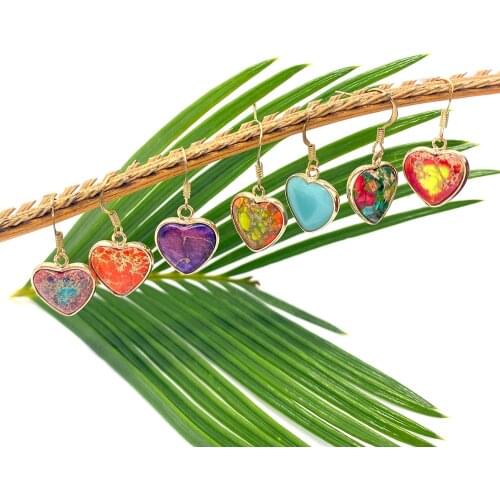 Earrings for Women Colored Turquoise Earings Fashion Jewelry 2021 Heart-shaped Edging for Daily Wear Retro Style Exquisite Gift