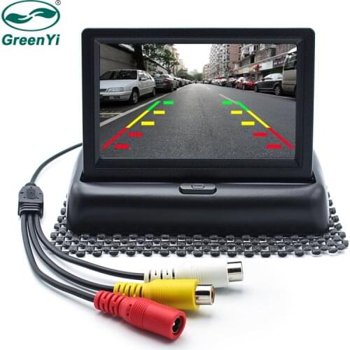 GreenYi 4.3" Foldable TFT Color LCD 4.3 Inch Car Foldable Monitor Reverse Rearview For Camera DVD VCR DC12V 2 Video Input