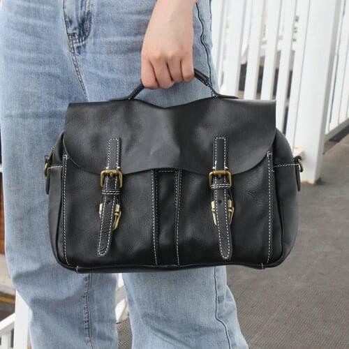 England Style Natural Cowhide Handbag Women Crossbody Bag High Quality Daily Office Work Bag Genuine Leather Women Messenger Bag