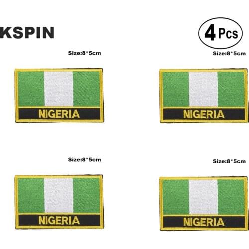 Nigeria Rectangular Shape Flag Iron on Saw on Patches Embroidered Flag Patches National Flag Patches for Clothing