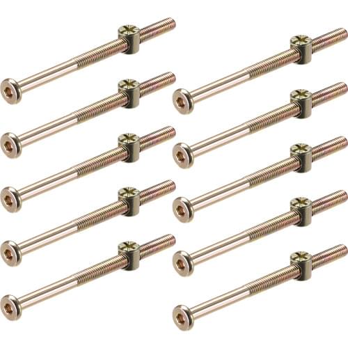 Uxcell M6 x 90mm Furniture Bolts Nut Set Hex Socket Screw with Barrel Nuts Phillips-Slotted Zinc Plated 10 Sets