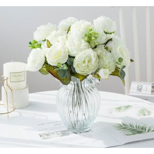 Artificial Flowers Wedding Room Vase for Home Accessories Garden Decoration Outdoor Household Products Cheap Silk Peony Bouquet