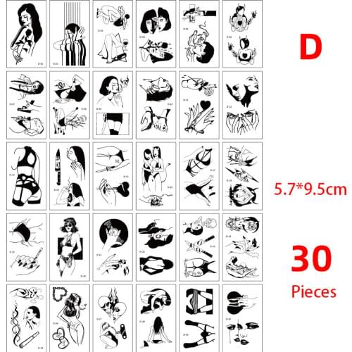 Temporary Tattoo Sticker set Sexy Girl Love Heart Patterns Tatoo Flash Tatto Fake Waterproof Stickers for Men Women Girls 30 Pcs