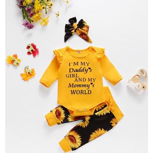 Long sleeve printed fly sleeve yellow clothes pants ten sunflower two-piece