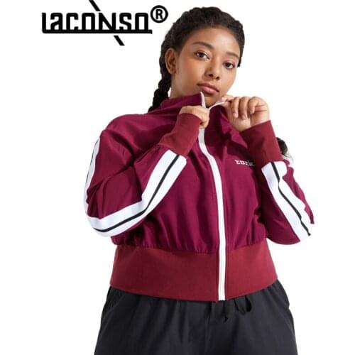 LACONSO Womens Jackets Large 2021 New Brand Size Sports Coat Fitness Uniform Yoga Runing Workout Gym Loose Female Light Long