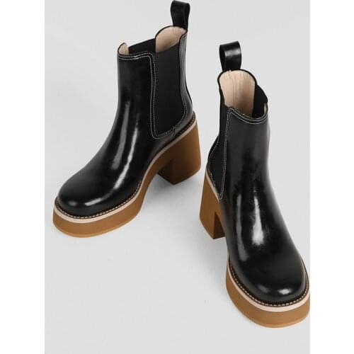 High Quality 2021 New Winter Women Real Leather Modern Boots Fashion British Style Woman Boot Black Wine Red Shoes