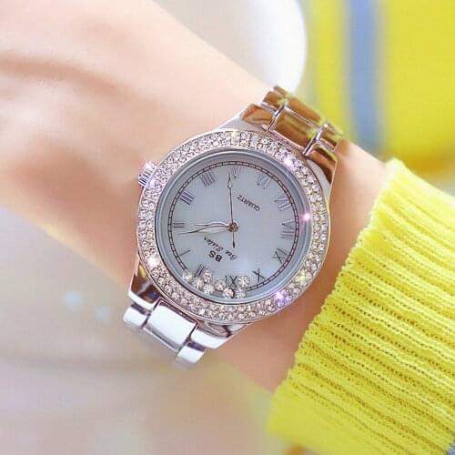 Women Luxury Brand Watch 2020 Rhinestone Women Wristwatches Crystal Silver Watch Women Dress Stainless Steel Clock Montre Femme