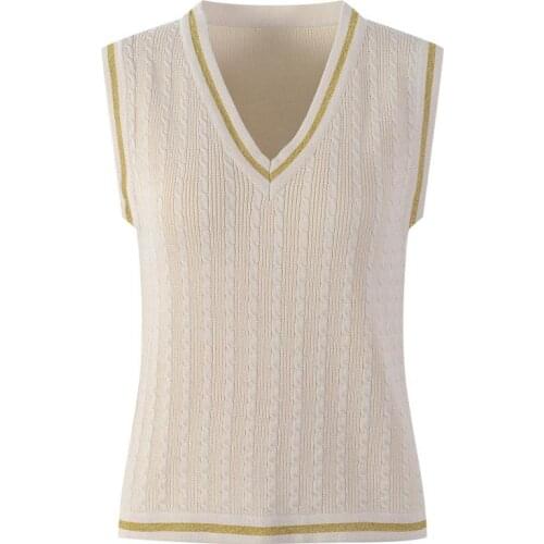 Womens New All-Match Sweater Vest Runway Brand Design High Quality Sleeveless V-Neck Sexy Knitted Sweater Vest 2021 Street Vest