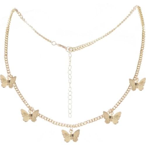 Womens Gold Color Metal Jewelry Butterfly Necklace for Women Party Gift Necklaces Fashion Jewelry Drop Shipping Factory Outlet