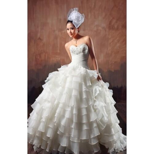 Free shipping brides maid dress 2013 bridal maxi dresses long trailing beige wedding dress sweetheart with beadings and sequins