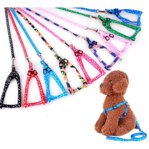 1.0*120cm Dog Harness Leashes Nylon Printed Adjustable Pet Collar Puppy Cat Animals Accessories Pet Necklace Rope Tie Collar SN