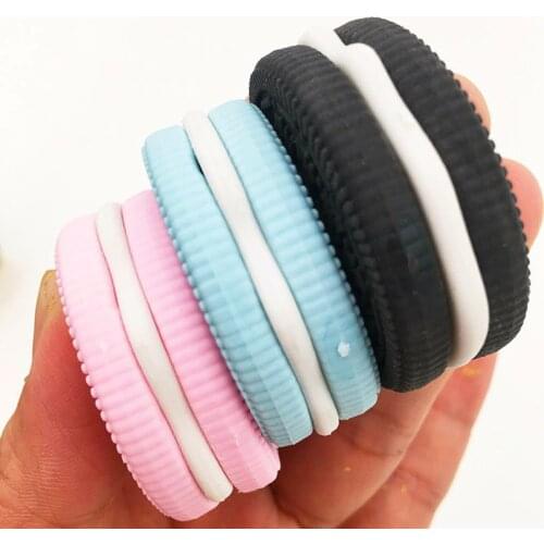1 PC Creative Eraser Chocolate Cake Strawberry Biscuit Cookie Modeling School Supplies Sandwich Pink Blue Black Dessert Rubber