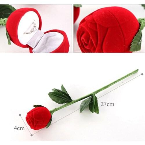 1PC Mutifuntional Red Rose Wedding Ring Boxes Romantic Engagement Atificial Flowers Jewelry Gift for Wedding Party Supplies