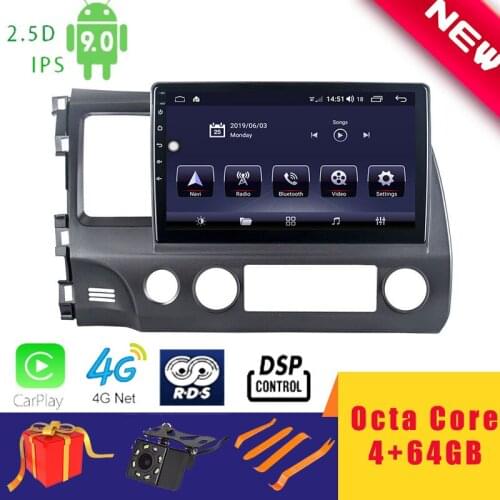 10.1" Android 10.0 Octa Core Car Radio GPS Navigation for Honda Civic 2006-2011 Head Unit Octa Core DSP 2.5D+IPS 4G Carplay