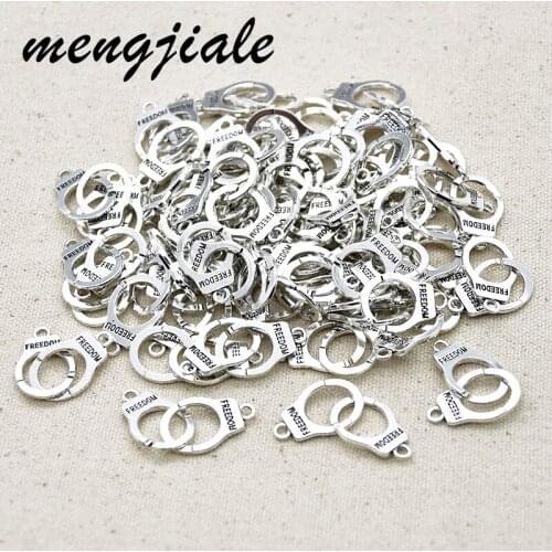 Wholesale 10pcs Antique Silver Plated Handcuffs Charms Connector Freedom Pendants DIY Handmade Jewelry Accessories Making