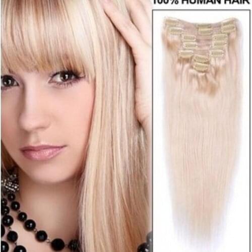 18 Inches Silky Straight 7Pcs Clip In Indian Human Hair Extensions