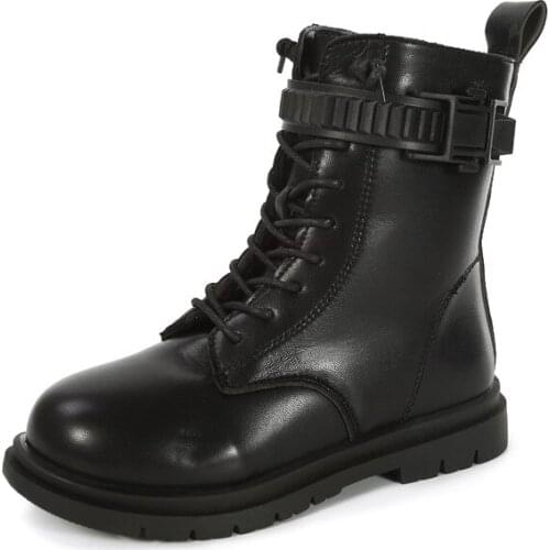 2021 New Winter Children Shoes Leather Waterproof Martin Boots Girls Snow Boots Rubber Fashion Student School Party Hot 27-37