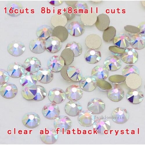 36-1440pcs 16 Cut Facets SS16 SS20 SS30 Clear AB Glass Rhinestone Flatback Round Crystal Stone Stickers Nail Art Decorations