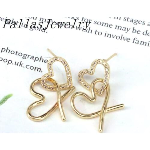 5Pairs,Trendy Crystal Zirconia Stud Earrings For Women Fashion Gold Heart CZ Earrings Heart Piercing Earrings Jewelry