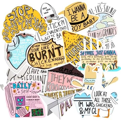 50 PCS/Set Vine Sticker Guitar Suitcase Skateboard Waterproof PVC Decals Laptop Notebook English Words Graffiti Stickers