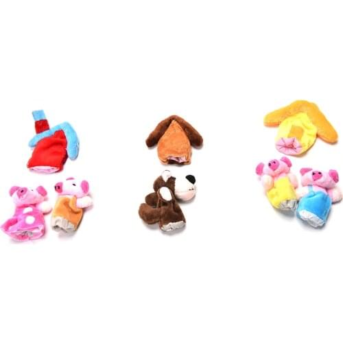 8 Pcs=1 SET Children Educational Fairy Tale Toy Plush Puppet The Three Little Pigs Finger Puppet