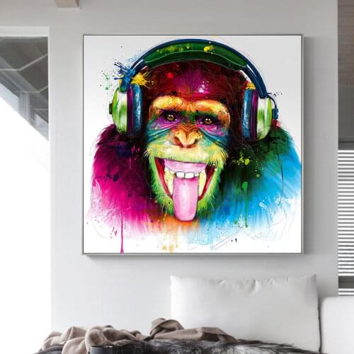 Banksy DJ Monkey Canvas Painting Street Graffiti Art Posters and Prints Wall Art Picture for Living Room Modern Home Decor