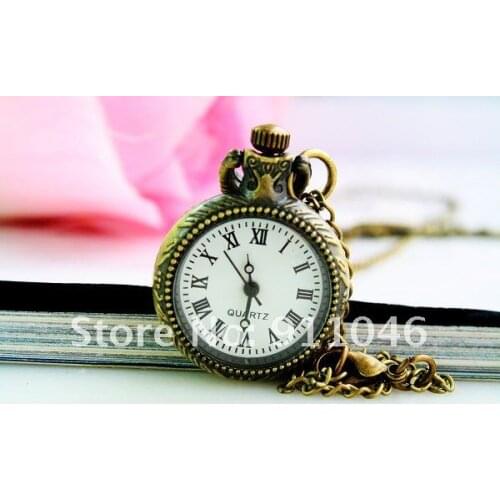 Free shipping new antique roma number pocket watch necklace Gift Watch wholesale 50pcs/lot