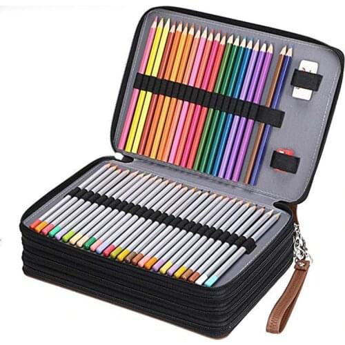 200 Holes Pencil Case School Large Cartridge for Girls Boys Pencilcase Big Pen Box Stationery Bag Black Penal Storage Pouch Kit