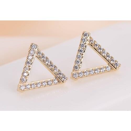 DE164 Fashion Delicacy Beautiful 4A Zircon Triangular Ear Stud GIRLS Gift Party Banquet WOMENS Jewelry Earrings 2021