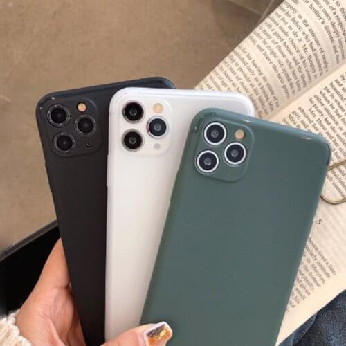 For iPhone 11 Pro XS Max XR X Silicone Solid Color Mobile Phone Case For iPhone 7 8 6 6s Plus Frosted Matte Soft TPU Case Cover