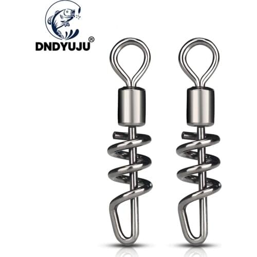 DNDYUJU 50pcs 2#-10# Fishing Hook Connector Bait Spring Screw Connector Pin Bearing Rolling Swivel Snap Fishhook Swivels Tackle