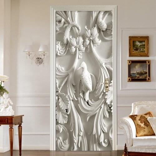European Style 3D Stereo Murals Wallpaper Living Room Bedroom Creative DIY Door Sticker PVC Self-Adhesive Waterproof Wall Papers
