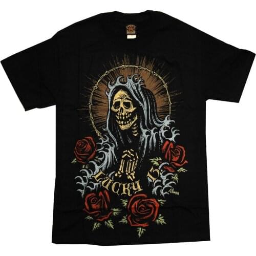 Lucky 13 shirt santa maria artist series virgin mary tattoo day the dead SMALL Cool Casual pride t shirt men Unisex Fashion