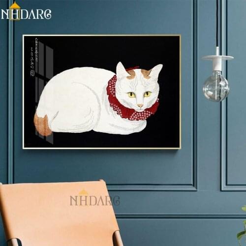 Japanese Style Cute Animal Canvas Painting Cat Poster Pop Art Print Decoration Wall Picture for Living Room Kids Room Home Decor