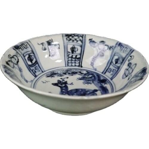 Chinese Old Porcelain Blue And White Floral Pattern Plates