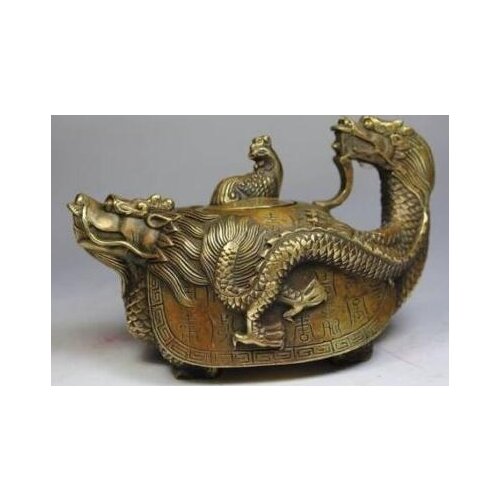 CHINESE OLD COPPER HANDWORK DRAGON TEA POT